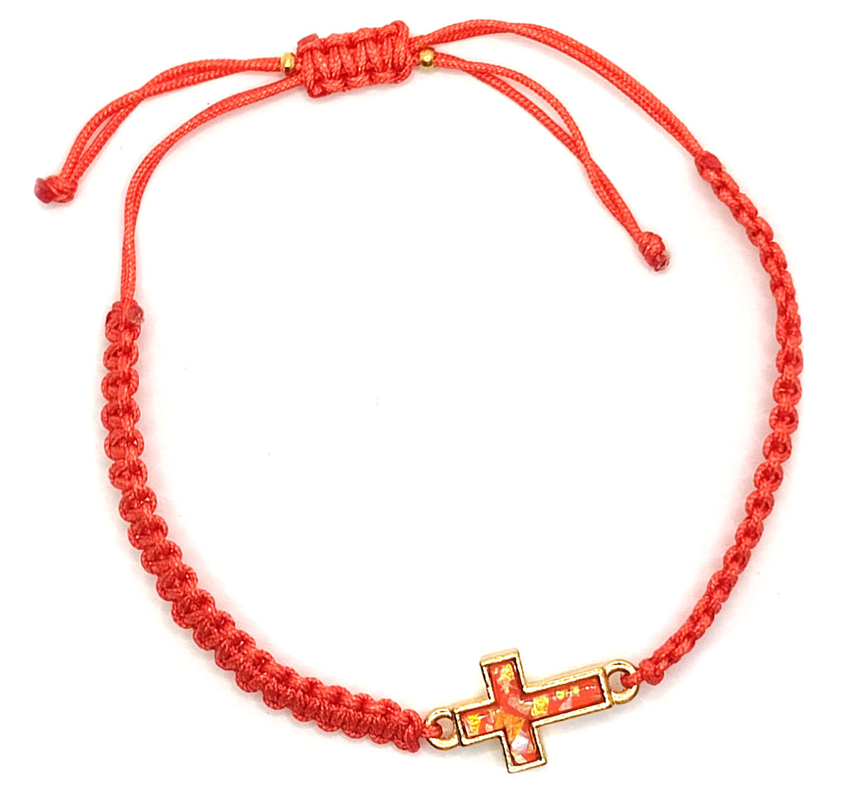 Bracelet croix corde rouge