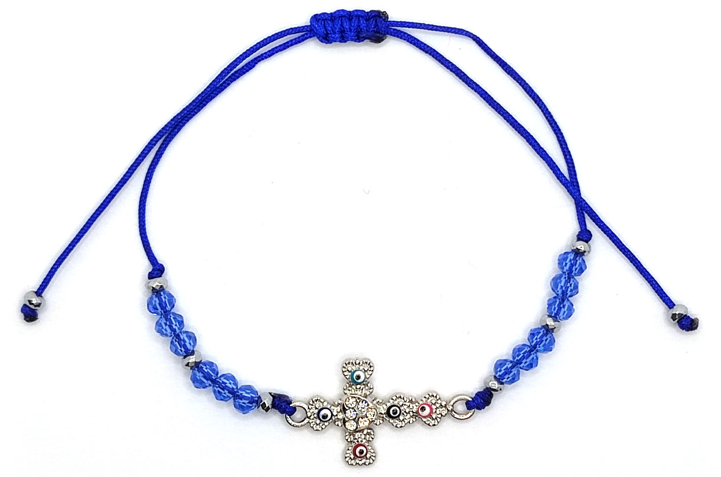 Bracelet croix cristal bleu
